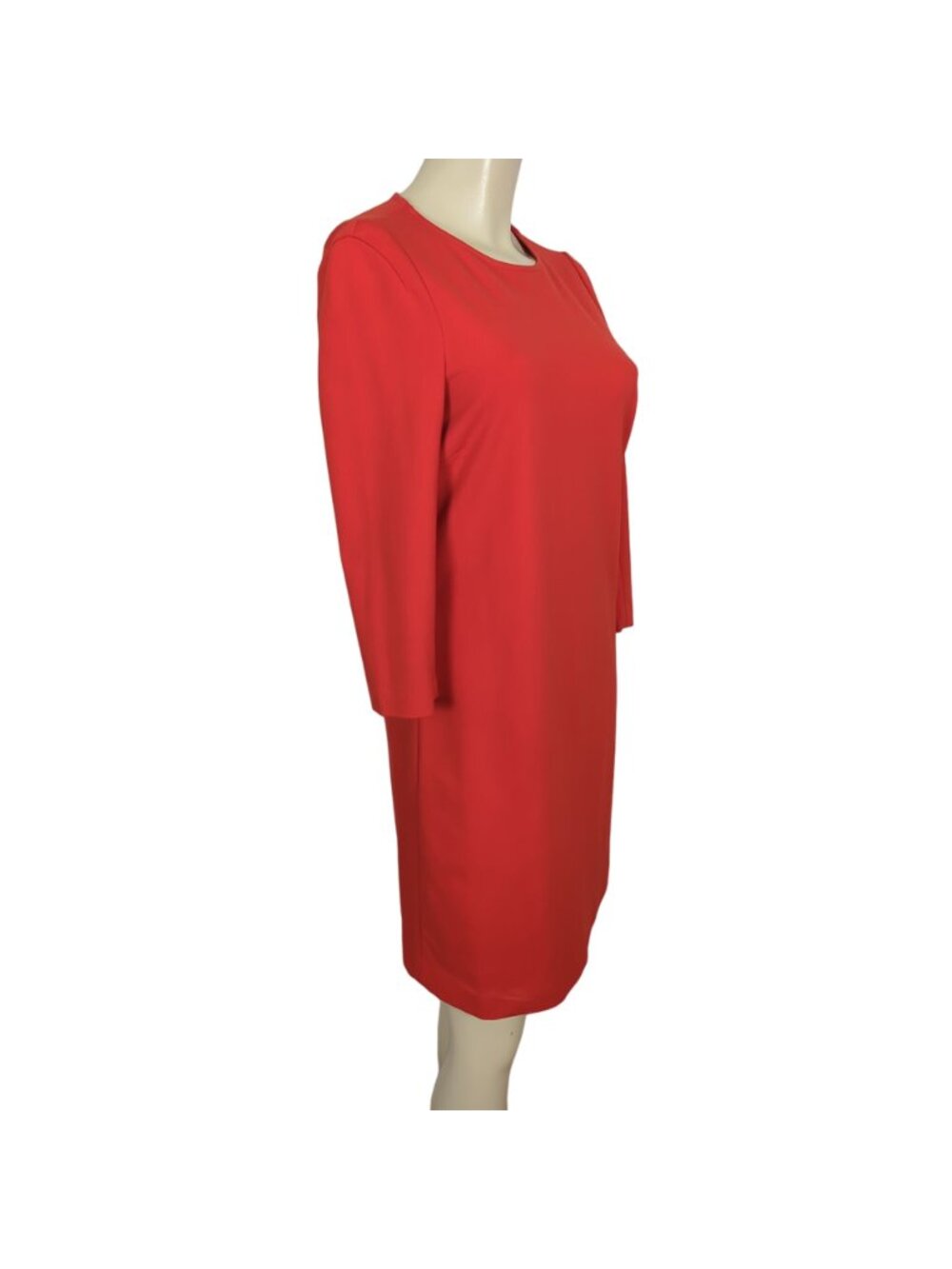 Jaeger London Dress Womens 6 Red Orange Sheath Stretch Long Sleeve Career - Picture 4 of 15